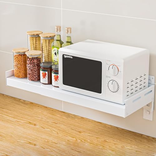 GDBTDL Verstellbares Mikrowellen Wandregal,Platzsparender Küchenhalter aus Stahl,Küchenregal Für Die Mikrowelle,Wandmontage,für Backofen, Küchengeräte und praktische Aufbewahrung von GDBTDL