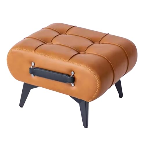 Kleiner Fußhocker aus Leder mit Griff, moderner tragbarer Fußhocker mit Holzbeinen, gepolsterter Ottomane für den Eingangsbereich des Wohnzimmers, Fußstütze Ändern Schuhe von GDBTDL