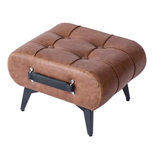 Kleiner Fußhocker aus Leder mit Griff, moderner tragbarer Fußhocker mit Holzbeinen, gepolsterter Ottomane für den Eingangsbereich des Wohnzimmers, Fußstütze Ändern Schuhe von GDBTDL