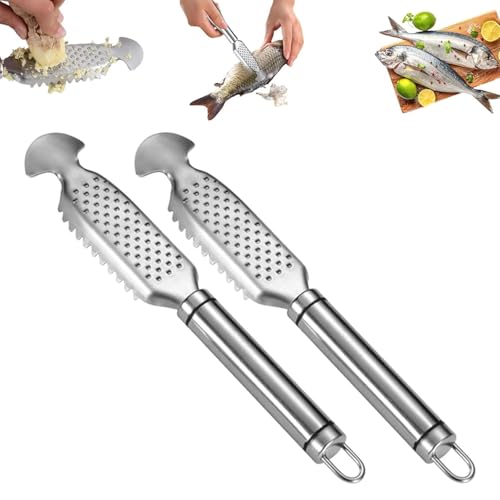 Multifunktionaler Fischschuppenschaber, 2-in-1-Ingwerreibe aus Edelstahl, Küchenwerkzeug zum Entkalken, Reiben und Reinigen von GDBTJIMH