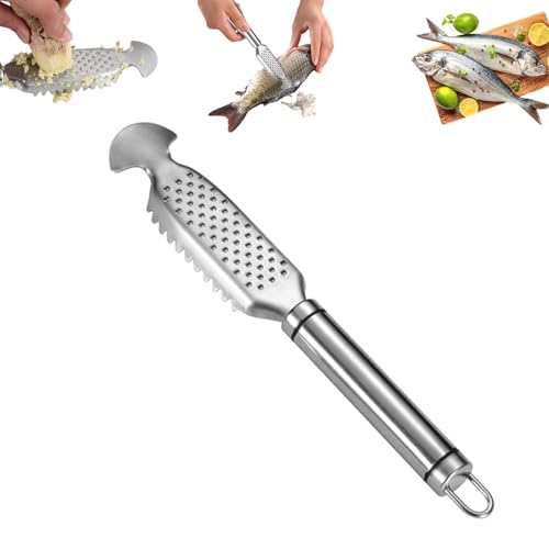 Multifunktionaler Fischschuppenschaber, 2-in-1-Ingwerreibe aus Edelstahl, Küchenwerkzeug zum Entkalken, Reiben und Reinigen von GDBTJIMH