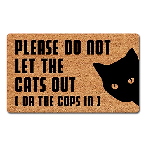 Lustige Fußmatte "Don't Let The Cats Out Or The Cops In Willkommen", Fußmatte für die Veranda, Dekoration, Fußmatte für den Eingangsbereich, personalisierte Teppiche, Fußmatte, 76.2x45.7 cm von GDCJJIAX