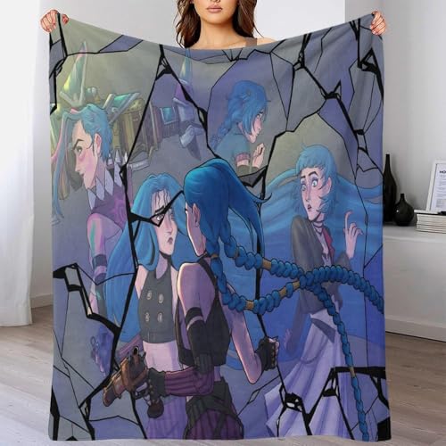Arcane 3D Druck Decke Mit Individuellem Jinx Charakter Design Micro-Fleece-Decke Weich Atmungsaktiv Deko Bett Sofa Flauschig Warme Decke Für Kinder 70x80inch(180x200cm) von GDEKCIEAS