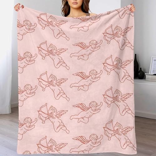 GDEKCIEAS Cupidos – Rosa Hintergrund Kuscheldecke Flauschige Personalisierte Decke Geburtstagsgeschenk Super Weiche Flanelldecke Wohndecke Schlafdecke 60x80inch(150x200cm) von GDEKCIEAS