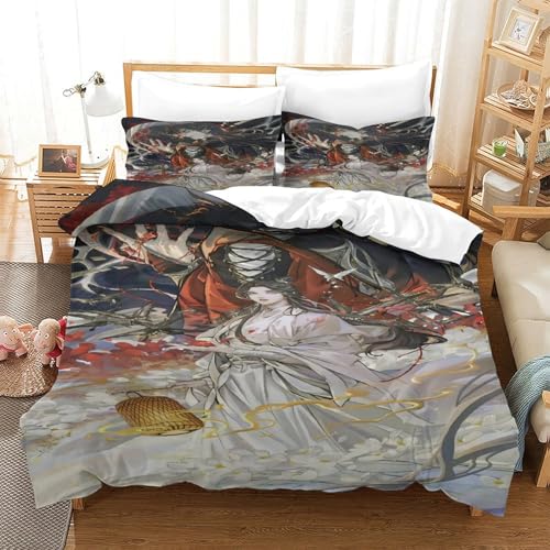 GDEKCIEAS Heaven Official's Blessing Bettbezug Set Bettwäschegarnitur Mädchen Junge Kinder 3D Gedruckter Weich Microfaser Und Kissenbezüge Reissverschluss Bettwäsche 3 Teilig Single（140x200cm） von GDEKCIEAS