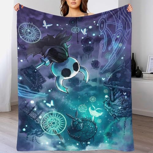 GDEKCIEAS Hollow Knight 3D Muster Kuscheldecke Decke Gaming Flanell Fleece Decke Kinderdecke Sofadecke Maschinenwaschbar Hochdekorativ Alle Jahreszeiten Dekoration 50x60inch(127x152cm) von GDEKCIEAS