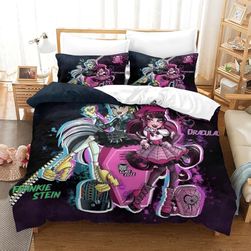 GDEKCIEAS Monster High Bettwäschegarnitur 3D Gedruckter Animierte Figuren Mädchen Junge Kinder Bettbezug Set Bettwäsche Weich Microfaser Und Kissenbezüge Reissverschluss 3 Teilig Single(140x200cm) GDEKCIEAS Monster High Bettwäschegarnitur 3D Gedruckter Animierte Figuren Mädchen Junge Kinder Bettbezug Set Bettwäsche Weich Microfaser Und Kissenbezüge Reissverschluss 3 Teilig Single(140x200cm) von GDEKCIEAS