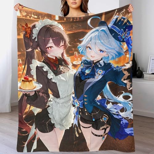 Genshin Impact Kuscheldecke 3D Muster Decke Warm Sofaüberwurf Decke Für Mädchen, Kinder Kuscheldeke Sofadecke Dekorativ Dekoration 80x90inch(200x230cm) von GDEKCIEAS