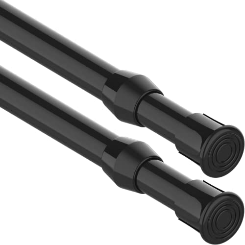 2 Stücks Teleskopstange zum Klemmen, Spannstange ohne Bohren, Ausziehbar Vorhangstange Teleskop Gardinenstange für Schrank Kleiderschrank - Schwarz,18-27CM(Durchmesser 13mm) von GDEVKHN