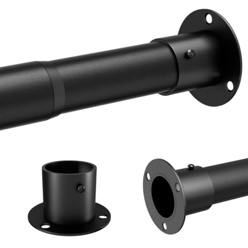 Kleiderstange für Schrank Garderobenstange Schwarz Teleskopstange mit Runde Basiss für Schlafzimmer Kleiderschrank 65-110 CM/Durchmesser 32 mm von GDEVKHN