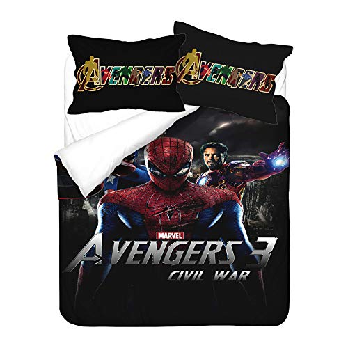 GDGM Bettwäsche Mit 1 Bettbezug Und 1/2 Kissenbezügen, Motiv Superhelden Marvel The Aveers Für Kinder Und Bettwäsche,Mikrofaser (G,220x240cm+80x80cm) von GDGM