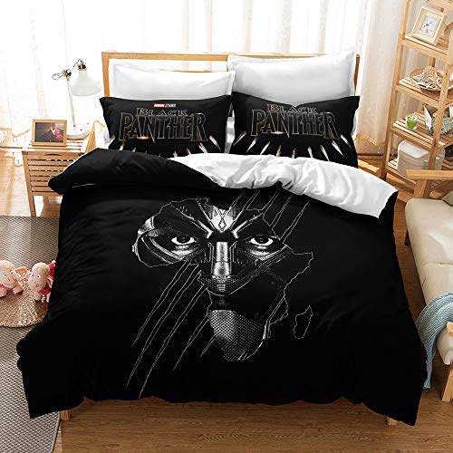 GDGM Black Panther Bettbezug,Bettwäsche Set - Bettbezug Und Kissenbezug,Mikrofaser,3D Digital Print,bettwäsche 3tlg,bettwäsche Jungen (A06,135x200cm+80x80cm) von GDGM