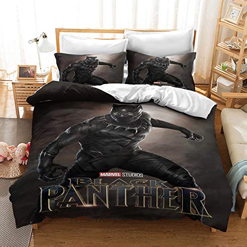 GDGM Black Panther Bettbezug,Bettwäsche Set - Bettbezug Und Kissenbezug,Mikrofaser,3D Digital Print,bettwäsche 3tlg,bettwäsche Jungen (A07,135x200cm+75x50cm) von GDGM
