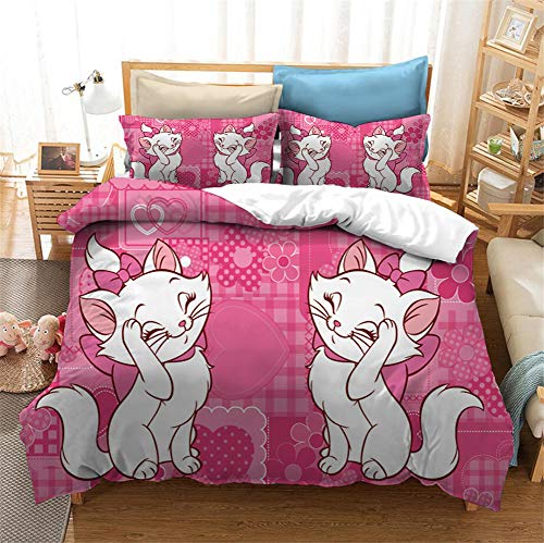 GDGM Marie Aristocats Bettwäsche-Set,bettwäsche Mädchen Bettbezug Und Kissenbezug,bettwäsche 135x200 Kinder 2teilig Baumwolle/Renforcé (D,135x200cm) von GDGM