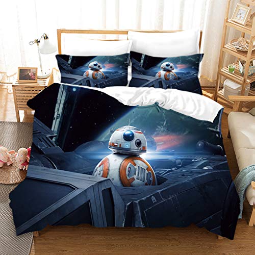 GDGM Wars Bettwäscheset,Mikrofaser,Star Bettbezug + Kissenbezug,Bettwaren-Sets Für Kinder,3D Bettwäsche Baumwolle/Renforcé (A9,135x200cm+75x50cmx1) von GDGM