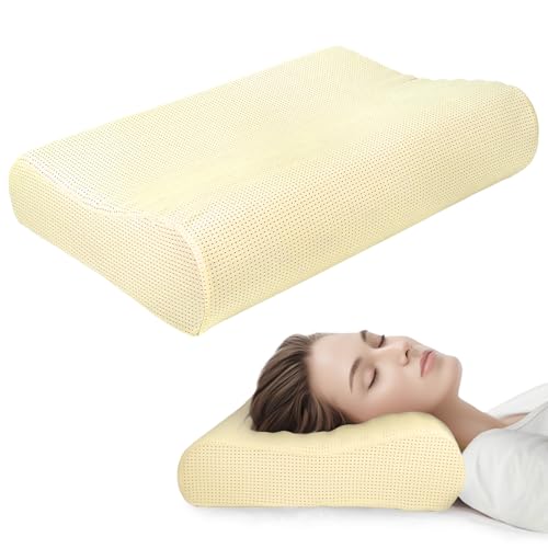 GDGZT Nackenkissen-Ergonomisches kopfkissen-Orthopädisches Nackenstützkissen für Seiten-, Rücken- und Bauchschläfer-Seitenschläferkissenmit kühlem, waschbarem Bezug, Kissen 40x60cm (Hellgelb) von GDGZT