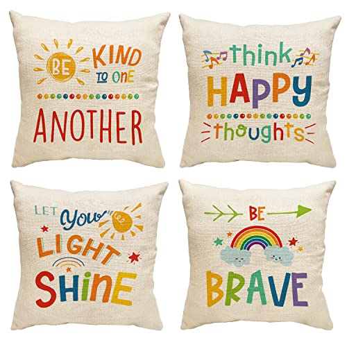 GDHBLING Bunte Kinder-Kissenbezüge, 45,7 x 45,7 cm, 4 Stück, Cartoon-inspirierend, Klassenzimmer, Outdoor, Couch, Sofa, Schlafzimmer, dekorative Kissenbezüge GDHBLING Bunte Kinder-Kissenbezüge, 45,7 x 45,7 cm, 4 Stück, Cartoon-inspirierend, Klassenzimmer, Outdoor, Couch, Sofa, Schlafzimmer, dekorative Kissenbezüge von GDHBLING