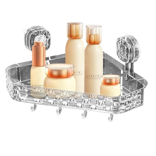 Badezimmer-Aufbewahrungsregal Wandmontierter Badezimmer-Organizer mit Aufbewahrungsbechern, platzsparendes Design for einfachen Zugriff auf Toilettenartikel und Zubehör(Transparent Grey,Senza) von GDHKDDFL
