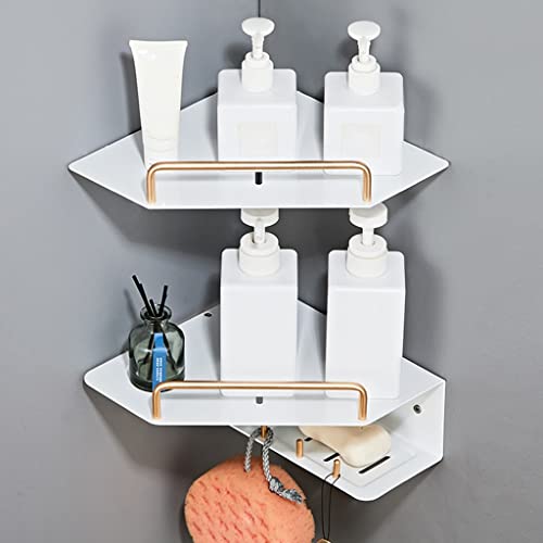 GDHKDDFL Badezimmer-Aufbewahrungsregal Badezimmerregale aus Aluminium mit Seifenschale, Zahnpasta-Aufbewahrungsregal, wandmontiertes Küchengewürzregal(Thickened Combination) von GDHKDDFL