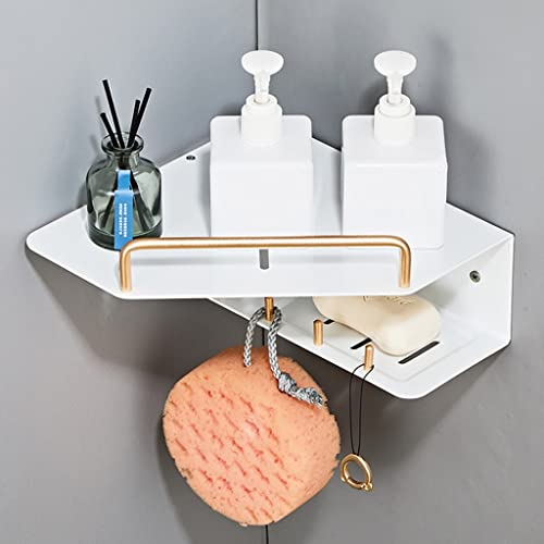 GDHKDDFL Badezimmer-Aufbewahrungsregal Badezimmerregale aus Aluminium mit Seifenschale, Zahnpasta-Aufbewahrungsregal, wandmontiertes Küchengewürzregal(Thickened Double Layer) von GDHKDDFL