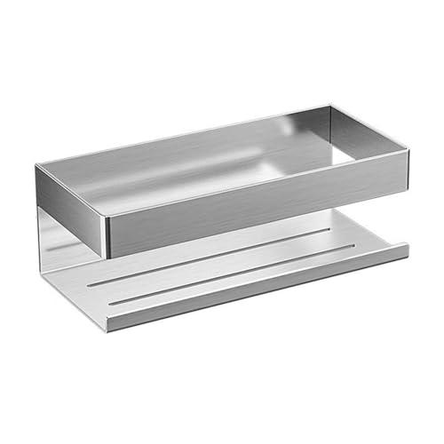 GDHKDDFL Badezimmer-Aufbewahrungsregal Duschablage aus Edelstahl ohne Bohren, Selbstklebende Aufbewahrungslösung for Küchen- und Badezimmerzubehör(Silver) von GDHKDDFL