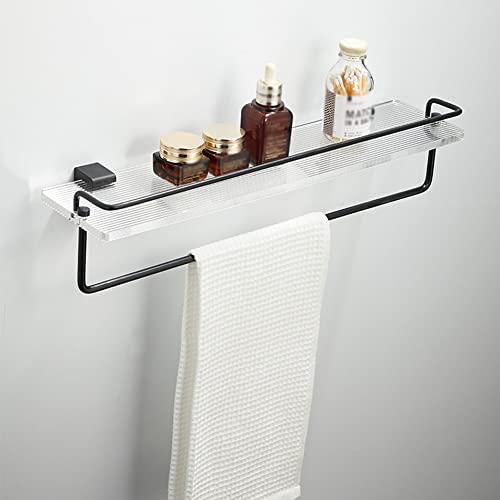 GDHKDDFL Badezimmer-Aufbewahrungsregal Handtücher und Gewürzflaschen – Platzsparendes Organizer-Regal for Küchen- und Badezimmerzubehör(50cm Black and Bar) von GDHKDDFL