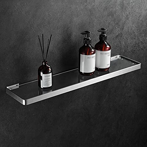GDHKDDFL Badezimmer-Aufbewahrungsregal Multifunktionales Duschregal aus Glas und Aufbewahrungsregal for Kosmetika – Schwebende Gewürzregale for die Küche – Schwarz(Black,55Cm) von GDHKDDFL