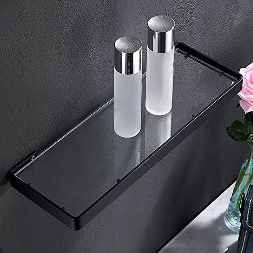 GDHKDDFL Badezimmer-Aufbewahrungsregal Multifunktionales Duschregal aus Glas und Aufbewahrungsregal for Kosmetika – Schwebende Gewürzregale for die Küche – Schwarz(Brushed,35Cm) von GDHKDDFL