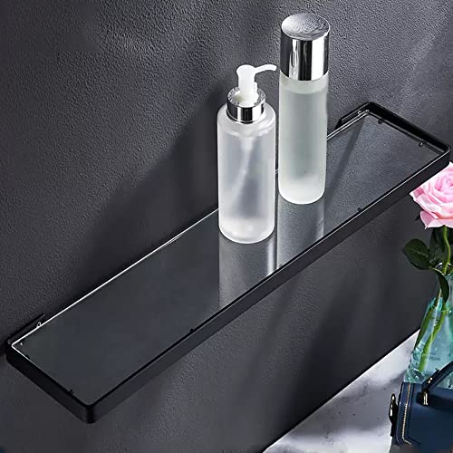 GDHKDDFL Badezimmer-Aufbewahrungsregal Multifunktionales Duschregal aus Glas und Aufbewahrungsregal for Kosmetika – Schwebende Gewürzregale for die Küche – Schwarz(Brushed,55Cm) von GDHKDDFL