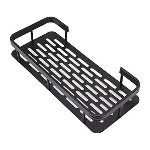 GDHKDDFL Badezimmer-Aufbewahrungsregal Robuster Regal-Organizer aus Aluminium mit stanzfreier Installation, stilvolles rechteckiges Design for das Badezimmer(Black) von GDHKDDFL