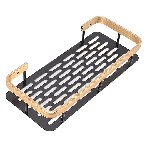 GDHKDDFL Badezimmer-Aufbewahrungsregal Robuster Regal-Organizer aus Aluminium mit stanzfreier Installation, stilvolles rechteckiges Design for das Badezimmer(Black Gold) von GDHKDDFL
