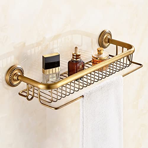 GDHKDDFL Badezimmer-Aufbewahrungsregal Schwebende Regale aus antikem Messing, Duschablage – Flaschen – multifunktionaler Halter mit Haken(Style 1) von GDHKDDFL