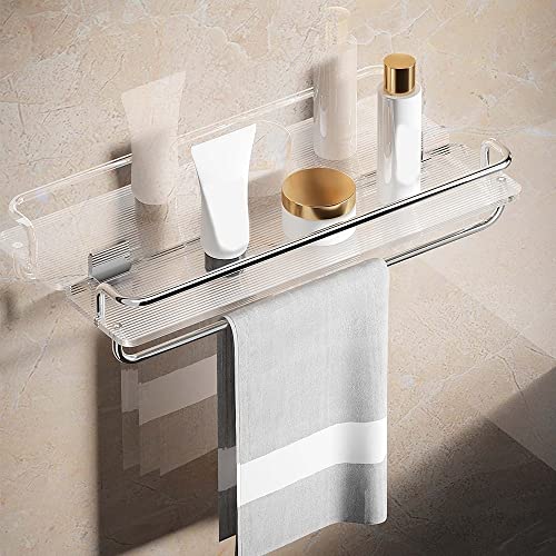 GDHKDDFL Badezimmer-Aufbewahrungsregal Schwebendes Badezimmerregal zur Wandmontage, Schminktisch-Organizer for Kosmetik, Gewürzregal for die Küche, Handtuchhalter(Double Pole,30Cm) von GDHKDDFL