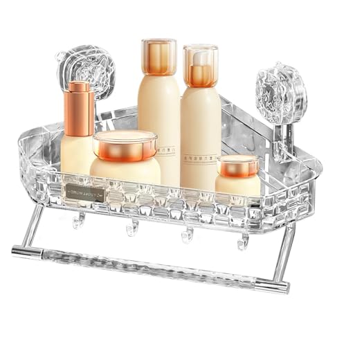 GDHKDDFL Badezimmer-Aufbewahrungsregal Wandmontierter Badezimmer-Organizer mit Aufbewahrungsbechern, platzsparendes Design for einfachen Zugriff auf Toilettenartikel und Zubehör(Transparent,Con) von GDHKDDFL