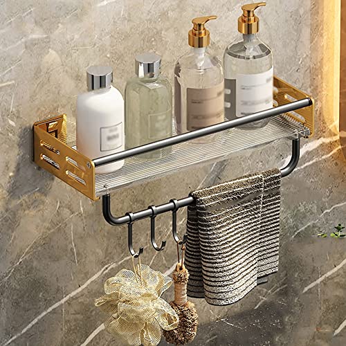 GDHKDDFL Badezimmer-Aufbewahrungsregal Wandmontierter Duschkorb aus Kupfer, stilvoller Handtuch-Aufbewahrungskorb for das Badezimmer(Black D,1 Layer with Rod 40Cm) von GDHKDDFL