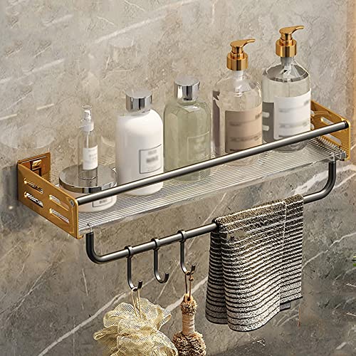 GDHKDDFL Badezimmer-Aufbewahrungsregal Wandmontierter Duschkorb aus Kupfer, stilvoller Handtuch-Aufbewahrungskorb for das Badezimmer(Black D,1 Layer with Rod 50Cm) von GDHKDDFL