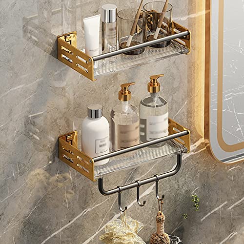 GDHKDDFL Badezimmer-Aufbewahrungsregal Wandmontierter Duschkorb aus Kupfer, stilvoller Handtuch-Aufbewahrungskorb for das Badezimmer(Black D,2 Layers with Rod 30Cm) von GDHKDDFL