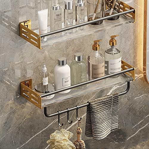 GDHKDDFL Badezimmer-Aufbewahrungsregal Wandmontierter Duschkorb aus Kupfer, stilvoller Handtuch-Aufbewahrungskorb for das Badezimmer(Black D,2 Layers with Rod 50Cm) von GDHKDDFL