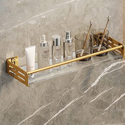 GDHKDDFL Badezimmer-Aufbewahrungsregal Wandmontierter Duschkorb aus Kupfer, stilvoller Handtuch-Aufbewahrungskorb for das Badezimmer(D,1 Layer 50Cm) von GDHKDDFL
