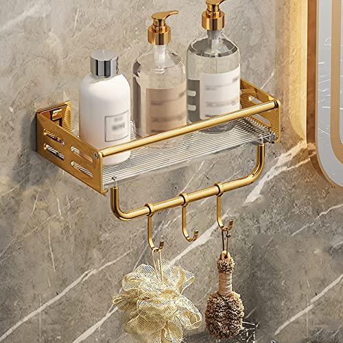 GDHKDDFL Badezimmer-Aufbewahrungsregal Wandmontierter Duschkorb aus Kupfer, stilvoller Handtuch-Aufbewahrungskorb for das Badezimmer(D,1 Layer with Rod 30Cm) von GDHKDDFL