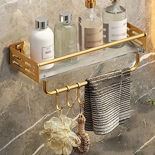 GDHKDDFL Badezimmer-Aufbewahrungsregal Wandmontierter Duschkorb aus Kupfer, stilvoller Handtuch-Aufbewahrungskorb for das Badezimmer(D,1 Layer with Rod 40Cm) von GDHKDDFL