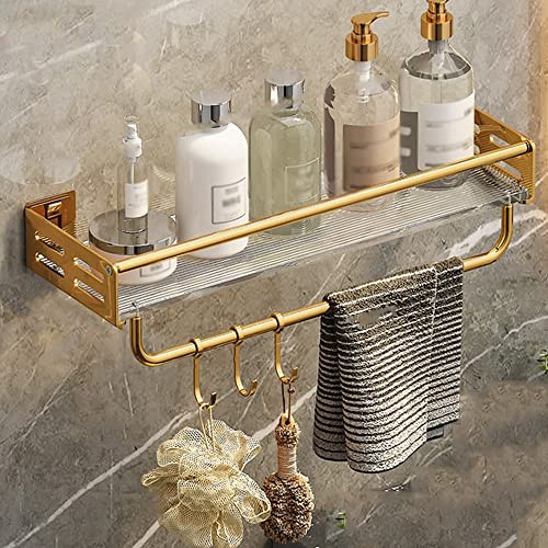 GDHKDDFL Badezimmer-Aufbewahrungsregal Wandmontierter Duschkorb aus Kupfer, stilvoller Handtuch-Aufbewahrungskorb for das Badezimmer(D,1 Layer with Rod 50Cm) von GDHKDDFL