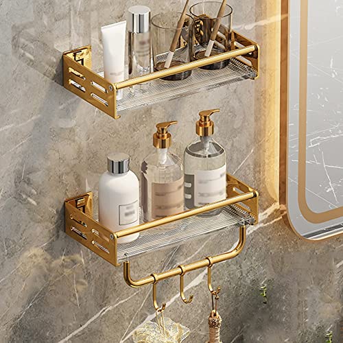 GDHKDDFL Badezimmer-Aufbewahrungsregal Wandmontierter Duschkorb aus Kupfer, stilvoller Handtuch-Aufbewahrungskorb for das Badezimmer(D,2 Layers with Rod 30Cm) von GDHKDDFL