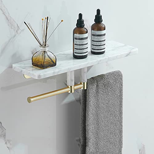 GDHKDDFL Badezimmer-Aufbewahrungsregal Wandmontierter Kupfer-Organizer for Shampoo, Gel, Handtücher, Kosmetika, Gewürzflaschen(White 30cm with Rod) von GDHKDDFL
