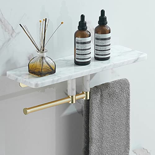 GDHKDDFL Badezimmer-Aufbewahrungsregal Wandmontierter Kupfer-Organizer for Shampoo, Gel, Handtücher, Kosmetika, Gewürzflaschen(White 50cm with Rod) von GDHKDDFL