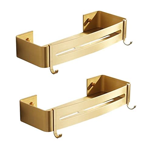 GDHKDDFL Badezimmer-Aufbewahrungsregal Wandmontiertes Aluminium-Lagerregal for Gel-, Shampoo- und Küchengewürzflaschen(Square Shelf 2) von GDHKDDFL