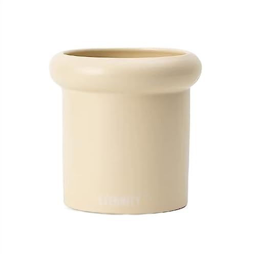GDHKDDFL Dekorative Pflanzgefäße Einfacher verdickter Flaschenboden aus Keramik mit Drainagelöchern. Pflanzgefäße for kleine Modelle.(Beige,L) von GDHKDDFL