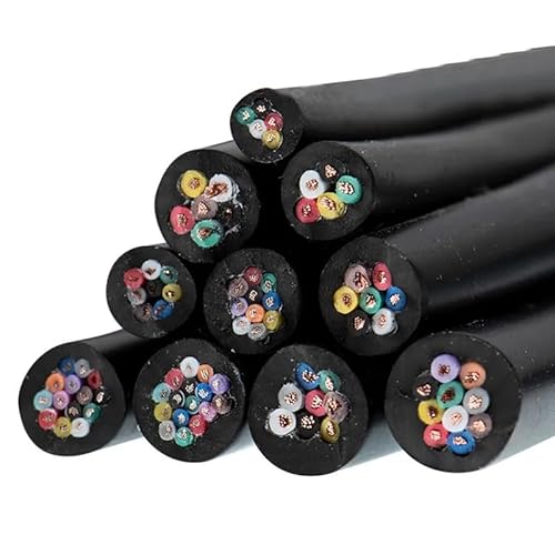 GDHKDDFL Kfz-Kabel 10M PVC-Kabel 24 26AWG 2 3 4 5 6 8 10 12 14 16 Kerne ummantelter Kupferdrahtleiter elektrisches RVV-Kabel schwarzer weicher ummantelter Draht(4 cores,0.12mm 26AWG) von GDHKDDFL
