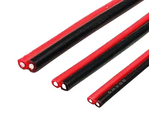 GDHKDDFL Kfz-Kabel 2-poliger schwarz-roter Silikon-Doppelparalleldraht, rotes und schwarzes Doppelparallelkabel, 200 Grad hochtemperaturbeständig, parallel(26 AWG,10m) von GDHKDDFL
