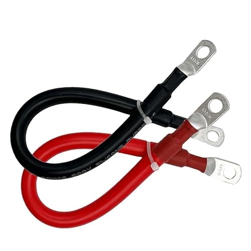GDHKDDFL Kfz-Kabel M10 Rote und Schwarze Photovoltaik-Solarbatterien mit ultraweichem Silikondraht und Kupfer-Nasenkabel 0 2 4 6 8 AWG, benutzerdefinierte Länge(4 AWG,80CM) von GDHKDDFL